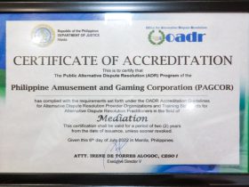 doj-accredits-pagcor’s-alternative-dispute-resolution-program