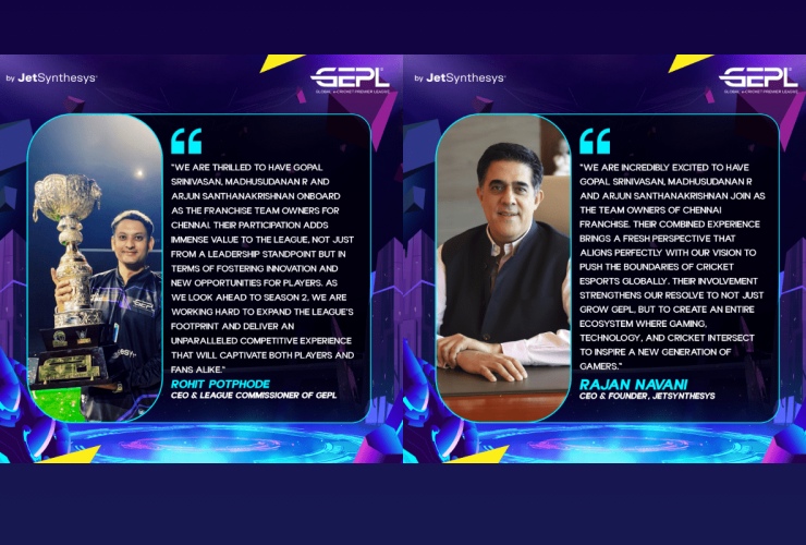 jetsynthesys-welcomes-gopal-srinivasan,-madhusudanan-r,-and-arjun-santhanakrishnan-as-chennai-franchise-owners-for-global-e-cricket-premier-league-season-2