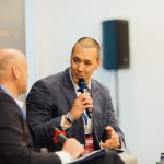 Panel discussion at Prague Gaming & TECH Summit 2024, featuring industry leaders in gaming, technology, and innovation, set against the backdrop of vibrant Prague.